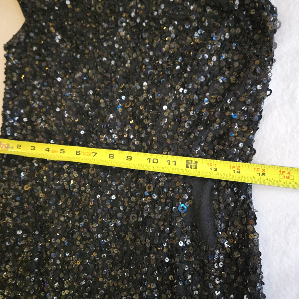 Adrianna Papell Black Sequin Off-Shoulder Midi Evening Party Dress MI3 - Picture 11 of 16